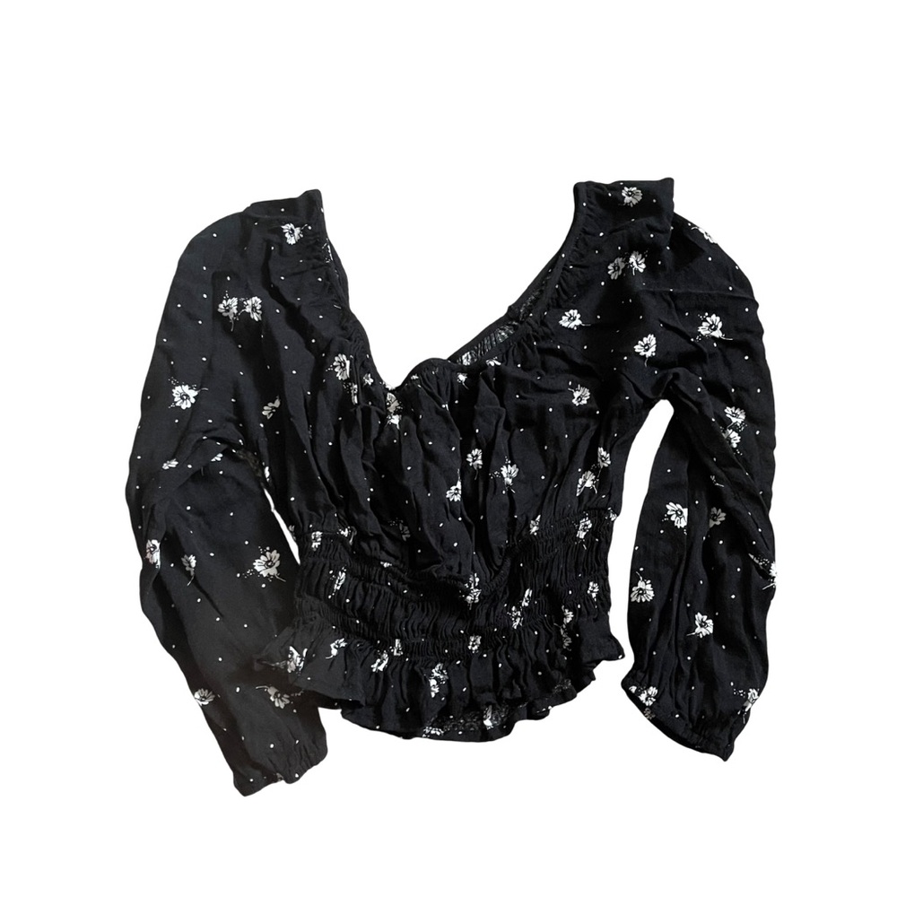 Chic Black Floral Blouse